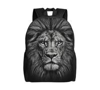 Travel Laptop Backpack For Women Men,Waterproof Lightweight Cute Backpack Black And White Lion Head Casual Daypack