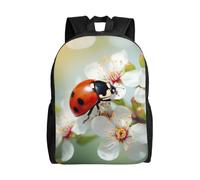 Travel Laptop Backpack For Women Men,Waterproof Lightweight Cute Backpack Butterfly Ladybug Flower Casual Daypack