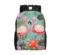 Travel Laptop Backpack For Women Men,Waterproof Lightweight Cute Backpack Flamingo Love Flowers Casual Daypack