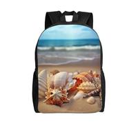 Travel Laptop Backpack For Women Men,Waterproof Lightweight Cute Backpack Seashells On The Sandy Beach Casual Daypack