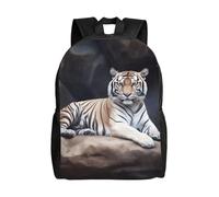 Travel Laptop Backpack For Women Men,Waterproof Lightweight Cute Backpack Tiger Sitting On Rock Animal Casual Daypack