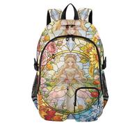 Travel Laptop Backpacks for Men Sunflower Flower Fairy Round Frame