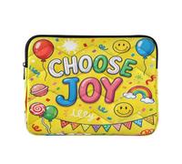 Travel Laptop Sleeves Bag 13-14 Inch Waterproof, Creative Slogan: Choose Joy, Computer Sleeve with Zipper for Work Business Journey