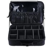 Travel Large Cosmetics Case Professional Portable Makeup Brush Tool Organizer Storage Case with Adjustable Dividers Storage Box