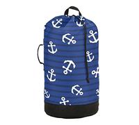 Travel Laundry Bag with Draw String, Nautical Anchors Dirty Clothes Organizer Laundry Backpack for Camping Holiday Student Dorm College Apartment