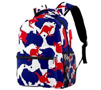 Travel Lightweight Rucksack, Blue Australia Map Red Kangaroo Silhouette Casual Teenage Laptop Schoolbag Medium Size