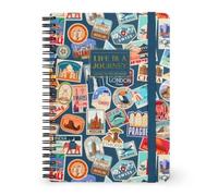 Legami - Spiral Notebook, Lined 7 mm, Travel Stickers, Size A5, Large, FSC Certified Paper, Contains 1 Sheet of Stickers, 160 Pages, Elastic Closure, 15 x 21 cm
