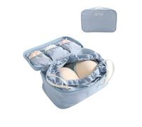 Travel Lingerie Storage Bag Drawstring Organizer Gray Blue