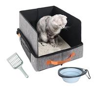 Travel Litter Box - 19inch Travels Litters Boxes for Cat, Hard Bottom with Water-Resistant, Foldable Lid and Handle Easy Carrier Toilet for Cats During Car Trips, Airplane, Hotel Stays