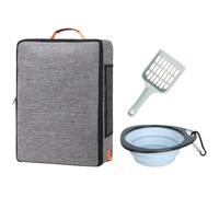 Travel Litter Box for Cats | Foldable Cat Litter Box | Leak-Proof Foldable Water-Resistant Toilet with Lid and Handle for Hotel Stays Car Airplane