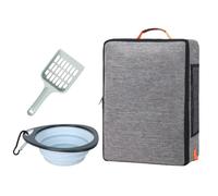 Travel Litter Box - Portable Folding Pan, Grey Solid Link, Heavy Wall | Relaxing Waste Accessory, Clean Utility Gear for School Office Home Object Unit Gold Smart Help Life Cool Bold Fact Pro