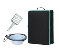 Travel Litter Box - Portable Folding Pan, Grey Solid Link, Heavy Wall | Relaxing Waste Accessory, Clean Utility Gear for School Office Home Object Unit Gold Smart Help Life Cool Bold Fact Pro