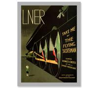 Travel LNER Railway Flying Scotsman UK Locomotive Vintage Advert Train Artwork Framed Wall Art Print A4 Artery8 Light Grey One Size