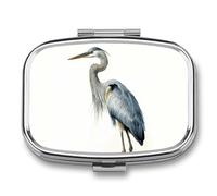 Travel Long-beaked Heron Pill Case 2 Compartments Small Pill Organizer for Fish Oil Vitamin Supplement Portable Daily Pill Box for Pocket Purse Medicine Storage