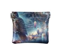 Travel Lover Cat Coin Purse PU Leather Change Holder Squeeze Pouch Mini Cosmetic Bags, mystery owl, Pattern