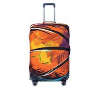 Travel Luggage Cover Anti-Scratch Suitcase Cover Protector Elastic Thicken Luggage Protector Washable Baggage Covers Basketball Colorful Sketch Enjoyment Suitcase Sleeve Fit 18-32 Inch Luggage, Black