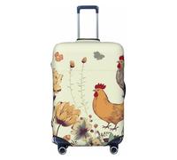Travel Luggage Cover Anti-Scratch Suitcase Cover Protector Elastic Thicken Luggage Protector Washable Baggage Covers Hen Flying Butterflies Among Flowers Suitcase Sleeve Fit 18-32 Inch Luggage, Black