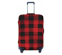 Travel Luggage Cover Anti-Scratch Suitcase Cover Protector Elastic Thicken Luggage Protector Washable Baggage Covers Red Black Buffalo Check Plaid Pattern Suitcase Sleeve Fit 18-32 Inch Luggage, Black