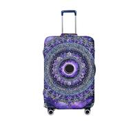 Travel Luggage Cover Blue Bows Butterfly, High Elasticity Washable Travel Baggage Protector Case 25in-28in, Purple Mandala Moon, 25in-28in