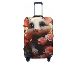 Travel Luggage Cover Elastic Suitcase Cover Anti-Scratch Luggage Protector | Cartoon Opossum And Roses Suitcase Protector Washable Travel Sleeve Baggage Covers Fit 18-32 Inch Luggage
