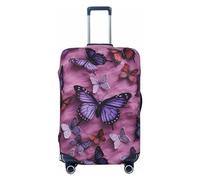 Travel Luggage Cover Elastic Suitcase Cover with Invisible zipper All butterflies are on purple background Washable Suitcase Protector Cute Anti Scratch Luggage Protector for 18-31 inch Suitcase,