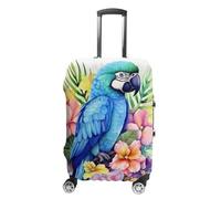 Travel Luggage Cover Elastic Suitcase Protector Anti-Scratch Washable Blue Parrot in Flowers Luggage Sleeve Tsa Approved Carry on Covers Baggage Cover Fits 18-32 Inch Luggages, white, L, Modern