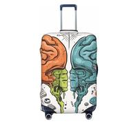 Travel Luggage Cover Fashion Suitcase Protector Left and Right Brain Functions Spandex Baggage Covers Washable Suitcase Covers Anti-Scratch Luggage Cover Protectors Fits 18-32 Inch Suitcases, Black, L