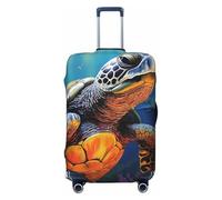 Travel Luggage Cover Fashion Suitcase Protector Painted Sea Turtle Spandex Baggage Covers Washable Suitcase Covers Anti-Scratch Luggage Cover Protectors Fits 18-32 Inch Suitcases, Black, L