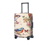 Travel Luggage Cover for Suitcase Elastic Suitcase Protector Birds on Branches and Butterflies Suitcase Covers Washable Suitcase Protective Cover Dust-proof Luggage Covers Fit 18-32 Inch Luggage,