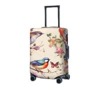 Travel Luggage Cover for Suitcase Elastic Suitcase Protector Birds on Branches and Butterflies Suitcase Covers Washable Suitcase Protective Cover Dust-proof Luggage Covers Fit 18-32 Inch Luggage,