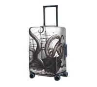 Travel Luggage Cover for Suitcase Elastic Suitcase Protector Black and White Octopus and Ship Suitcase Covers Washable Suitcase Protective Cover Dust-proof Luggage Covers Fit 18-32 Inch Luggage,
