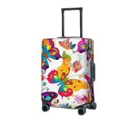 Travel Luggage Cover for Suitcase Elastic Suitcase Protector Colorful Butterflies and Flowers Suitcase Covers Washable Suitcase Protective Cover Dust-proof Luggage Covers Fit 18-32 Inch Luggage,