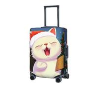 Travel Luggage Cover for Suitcase Elastic Suitcase Protector Cute Cat Sing Christmas Carols Suitcase Covers Washable Suitcase Protective Cover Dust-proof Luggage Covers Fit 18-32 Inch Luggage, Black,