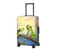 Travel Luggage Cover for Suitcase Elastic Suitcase Protector Many Frogs Sing on The Branches Suitcase Covers Washable Suitcase Protective Cover Dust-proof Luggage Covers Fit 18-32 Inch Luggage, Black,