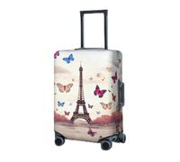 Travel Luggage Cover for Suitcase Elastic Suitcase Protector Romantic Paris Butterfly Eiffel Suitcase Covers Washable Suitcase Protective Cover Dust-proof Luggage Covers Fit 18-32 Inch Luggage, Black