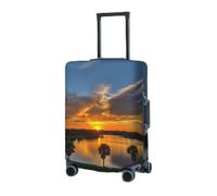 Travel Luggage Cover for Suitcase Elastic Suitcase Protector Sunset Over Lake Broward County Suitcase Covers Washable Suitcase Protective Cover Dust-proof Luggage Covers Fit 18-32 Inch Luggage, Black