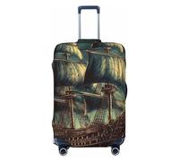 Travel Luggage Cover Nautical Vintage Sailing Pirate Ship Suitcase Protector Elastic Washable Baggage Covers Anti-scratch Luggage Suitcase Cover Thicken Luggage Protector Fits 18-32 Inch Luggage,