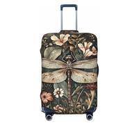 Travel Luggage Cover Sea Turtle, High Elasticity Washable Travel Baggage Protector Case Fits, Flower Dragonfly, 22-24 in