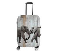 Travel Luggage Cover Suitcase Cover Suitcase Protector Elephant on Wood Luggage Covers Washable Baggage Cover Elastic Anti-Scratch Suitcase Case Protector for Adult Personalized Suitcase Covers,