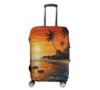 Travel Luggage Cover Suitcase Cover Suitcase Protector Palm Tree Sun Landscape Luggage Covers Washable Baggage Cover Elastic Anti-Scratch Suitcase Case Protector for Adult Personalized Suitcase