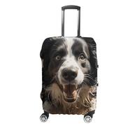 Travel Luggage Cover Suitcase Cover Suitcase Protector Pastor Border Collie Luggage Covers Washable Baggage Cover Elastic Anti-Scratch Suitcase Case Protector for Adult Personalized Suitcase Covers,