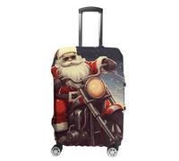 Travel Luggage Cover Suitcase Cover Suitcase Protector Santa Claus Biker Riding Luggage Covers Washable Baggage Cover Elastic Anti-Scratch Suitcase Case Protector for Adult Personalized Suitcase
