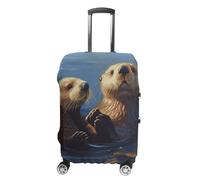 Travel Luggage Cover Suitcase Cover Suitcase Protector Sea Otters Painting Luggage Covers Washable Baggage Cover Elastic Anti-Scratch Suitcase Case Protector for Adult Personalized Suitcase Covers,