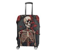 Travel Luggage Cover Suitcase Cover Suitcase Protector Skeleton with Roses Luggage Covers Washable Baggage Cover Elastic Anti-Scratch Suitcase Case Protector for Adult Personalized Suitcase Covers,