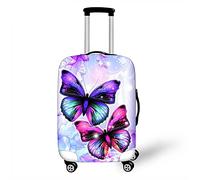 Travel Luggage Cover Suitcase Elastic Protector, Morbuy Stretch Fabric Spandex Suitcase Trolley Print Elasticated Stretch Dustproof Baggage Protection (Purple Butterfly,M)