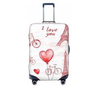 Travel Luggage Cover Suitcase Protector, Eiffel Tower Romantic Heart Balloon Washable Print Spandex Elastic Luggage Cover 18-32 Inch