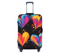Travel Luggage Cover Suitcase Protector, Love Heart Oil Painting Washable Print Spandex Elastic Luggage Cover 22-24 Inch
