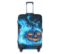 Travel Luggage Covers - Halloween Pumpkin Ghost Blue Flame Elasticity Suitcase Covers Protector for Luggage 18-32 Inch
