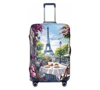 Travel Luggage Covers - Parisian Cafe With Eiffel Elasticity Suitcase Covers Protector for Luggage 18-32 Inch