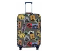 Travel Luggage Covers - Stamp worlds Pattern Elasticity Suitcase Covers Protector for Luggage 18-32 Inch